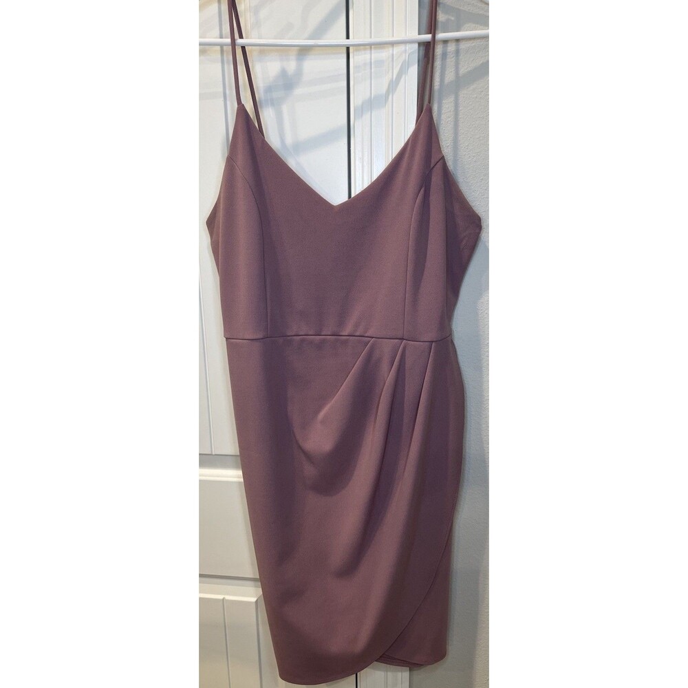 Women's Lulus Mauve Mini Wrap Tulip Hem Spaghetti Strap Coquette Dress - Size XL